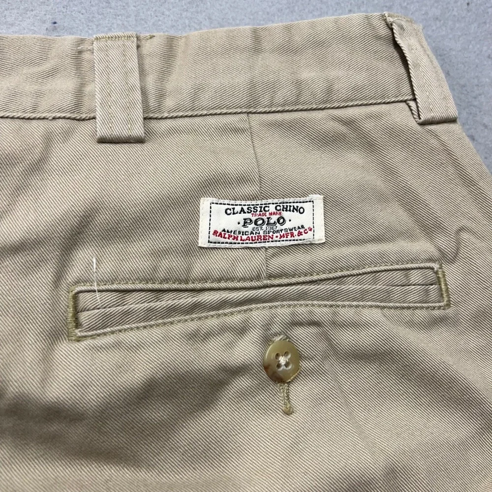 Polo Ralph Lauren Philip Pant Mens 38x32 Khaki Chino Straight Leg Cotton Tan VTG